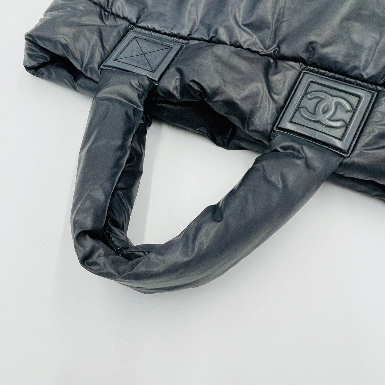 CHANEL Coco Cocoon Nylon Handbag Black Coco Mark Black