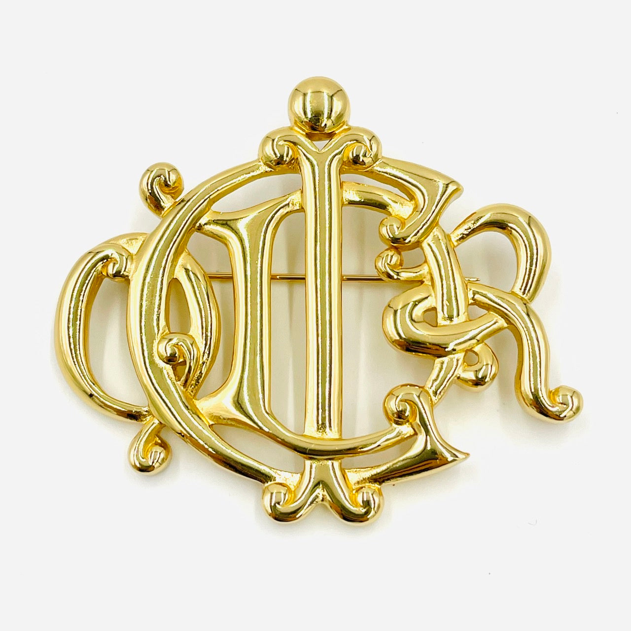 DIOR Logo Brooch Gold Women