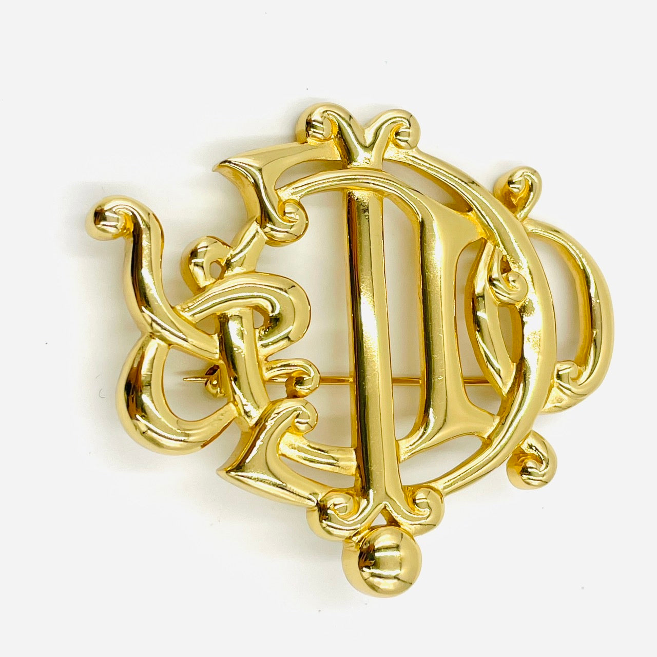 DIOR Logo Brooch Gold Women