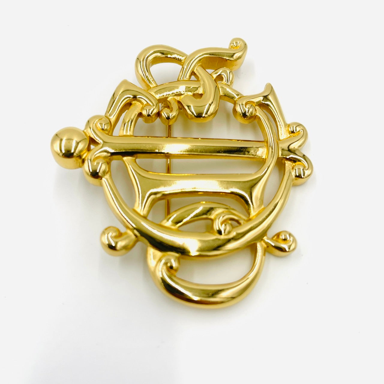 DIOR Logo Brooch Gold Women