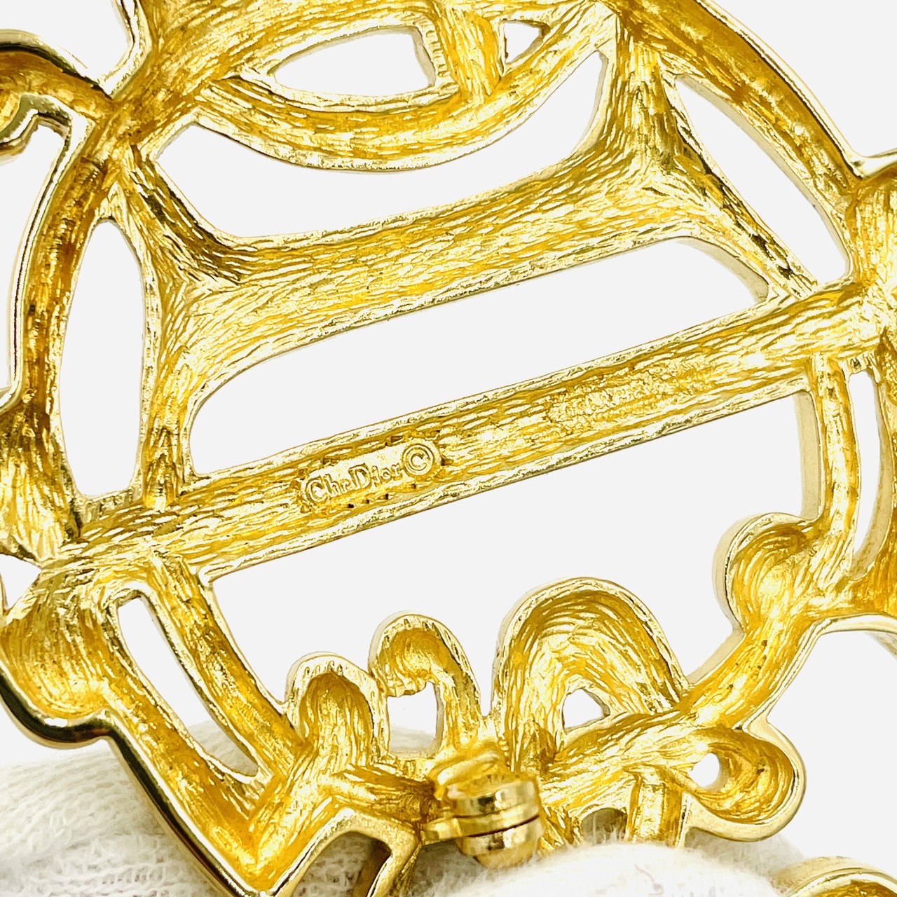 DIOR Logo Brooch Gold Women