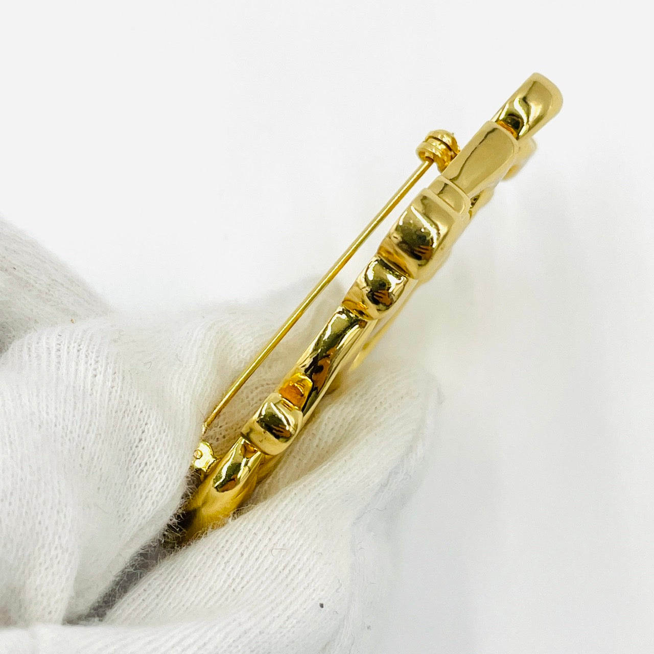DIOR Logo Brooch Gold Women