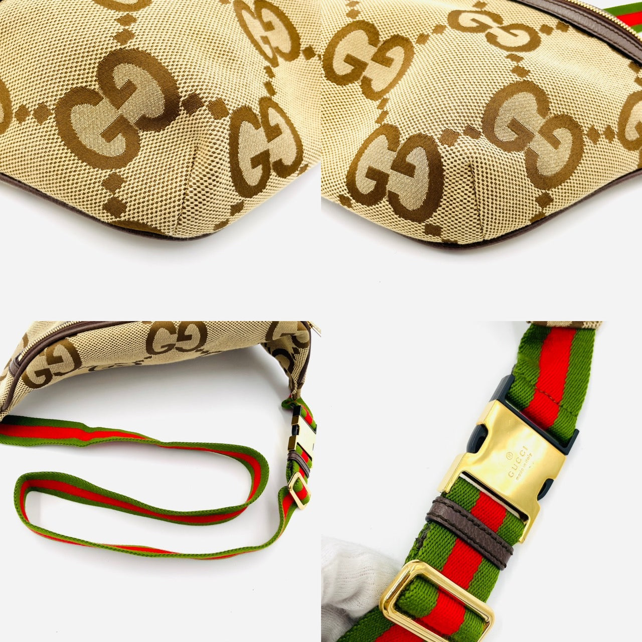 GUCCI Men Jumbo GG Canvas Body Bag Logo Belt Bag