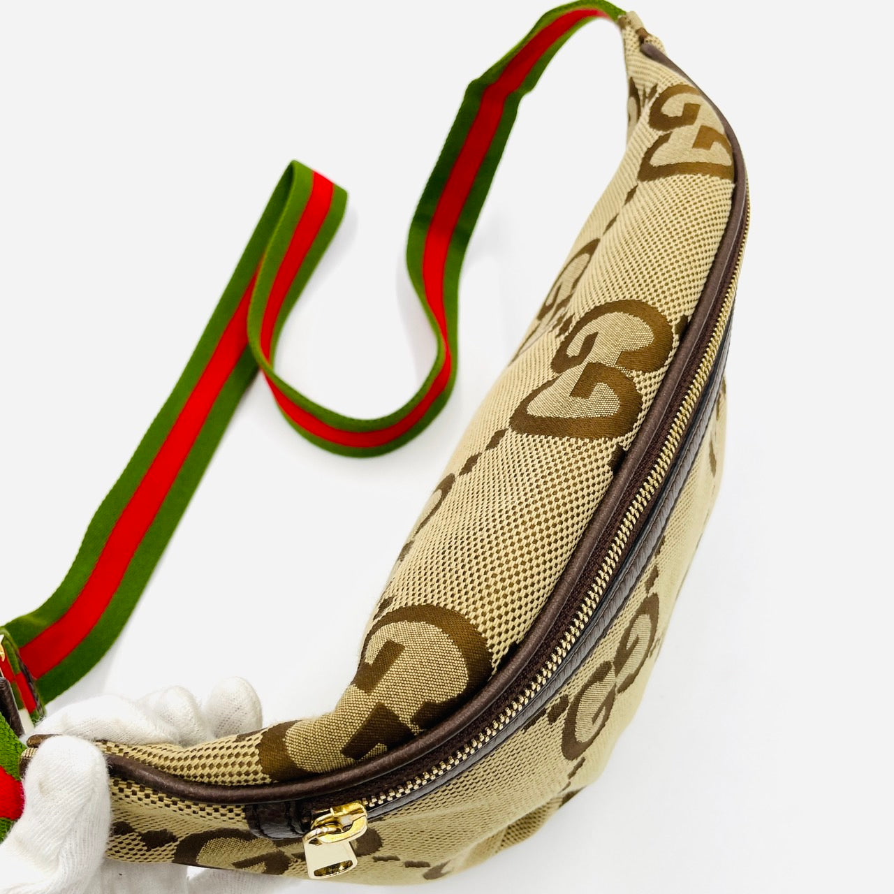 GUCCI Men Jumbo GG Canvas Body Bag Logo Belt Bag