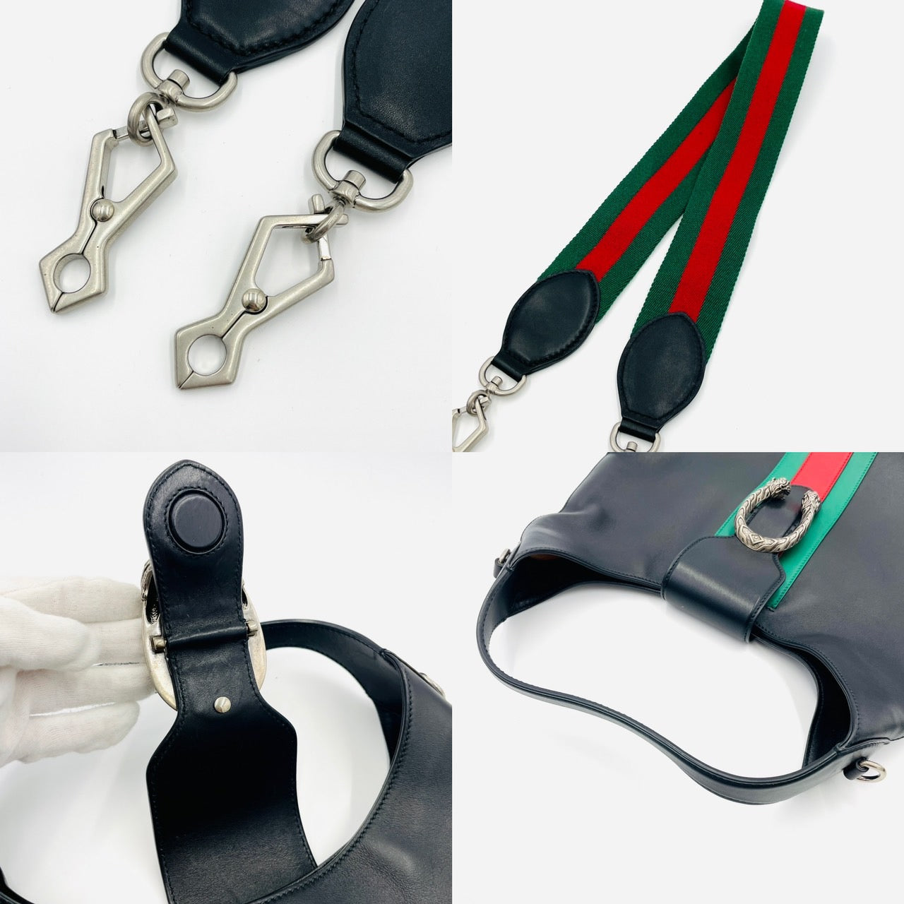 GUCCI Dionysus 2WAY Shoulder Bag Black Leather