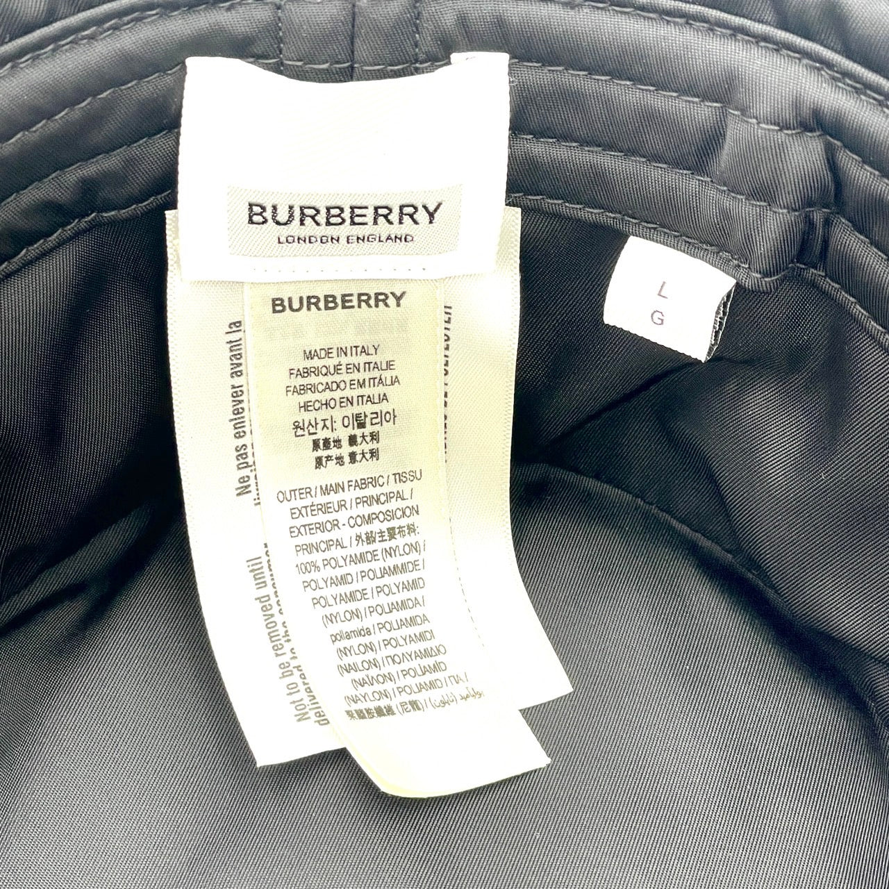 BURBERRY Bucket Hat Black Nylon Size L