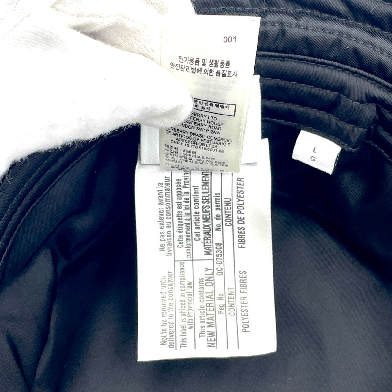 BURBERRY Bucket Hat Black Nylon Size L