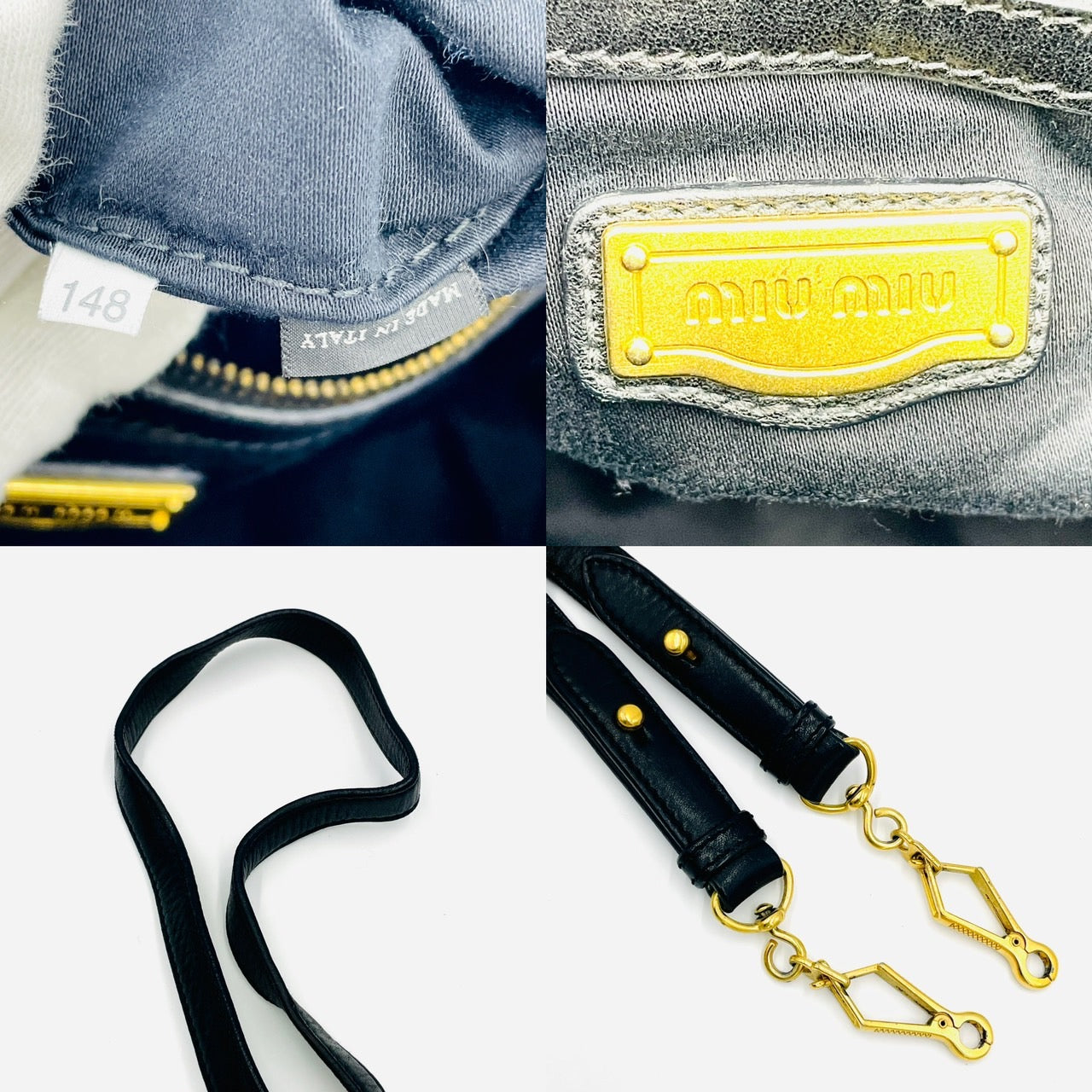 MIU MIU Handbag 2-Way Black Leather Ladies