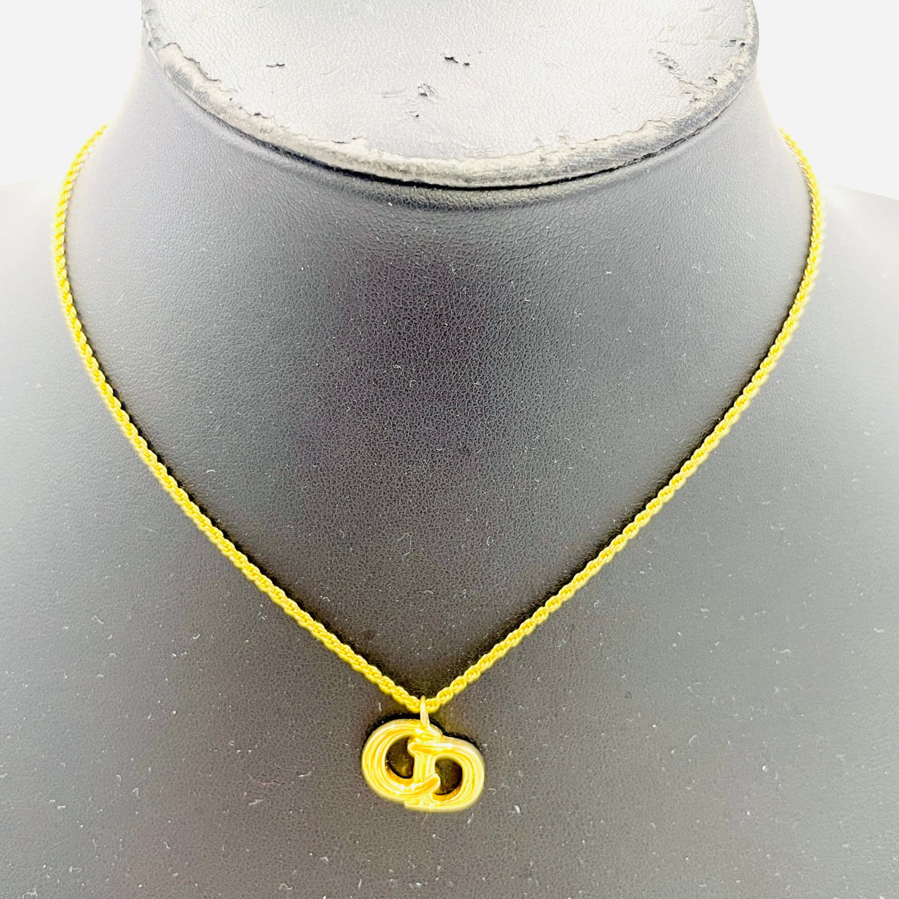 Christian Dior logo Necklace Gold Vintage