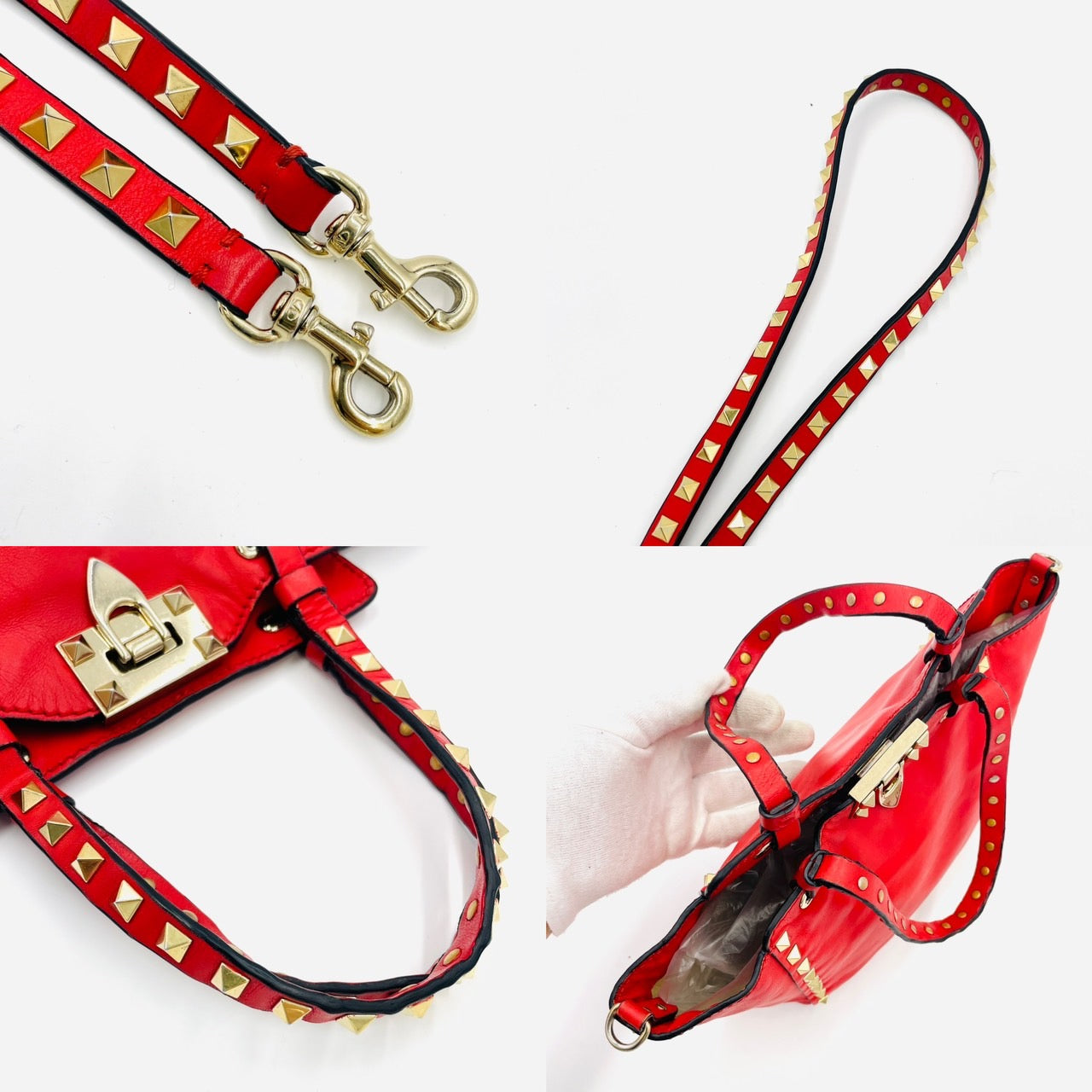 VALENTINO Hand bag Leather Red 2way