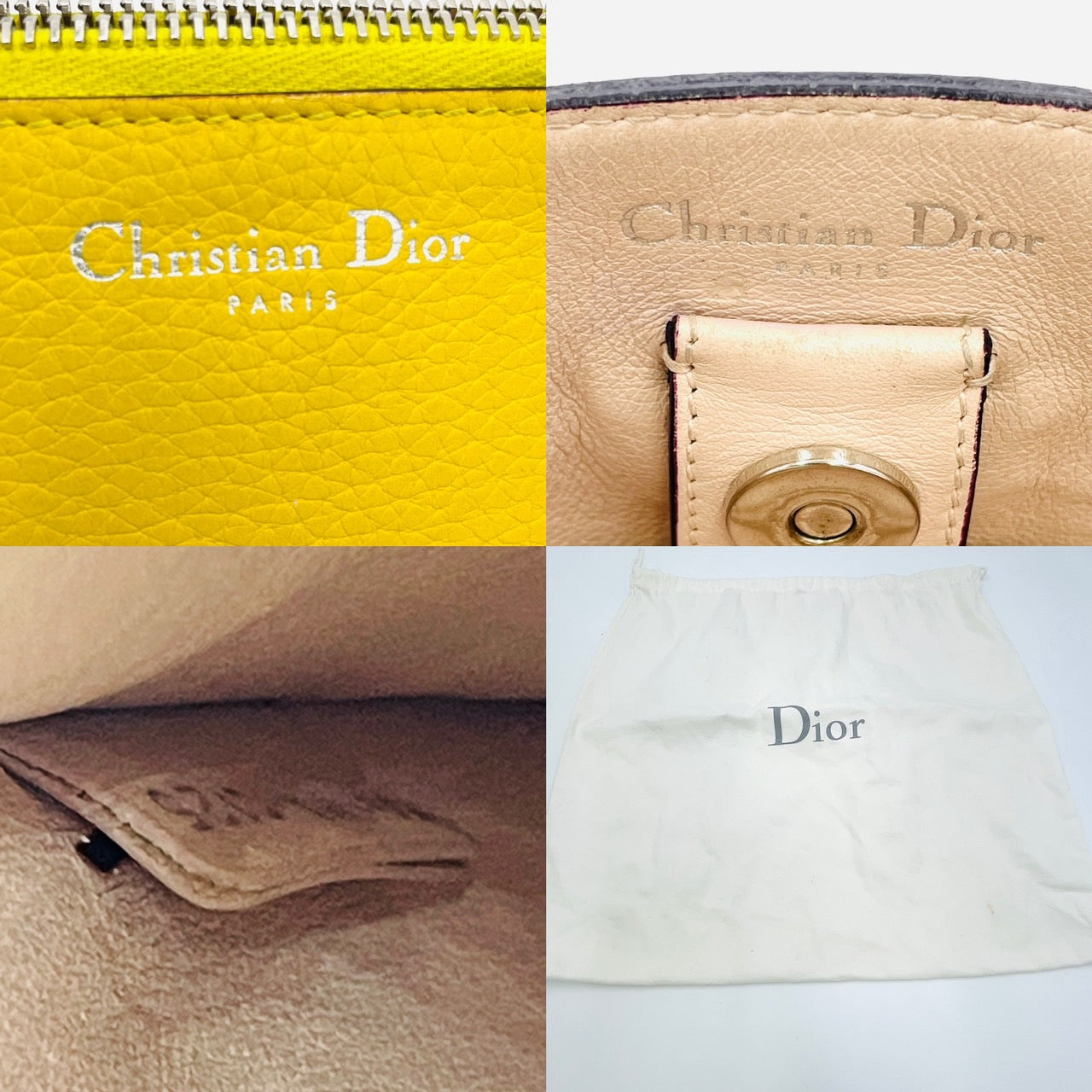 DIOR Diorissimo Leather Yellow 2-way Handbag