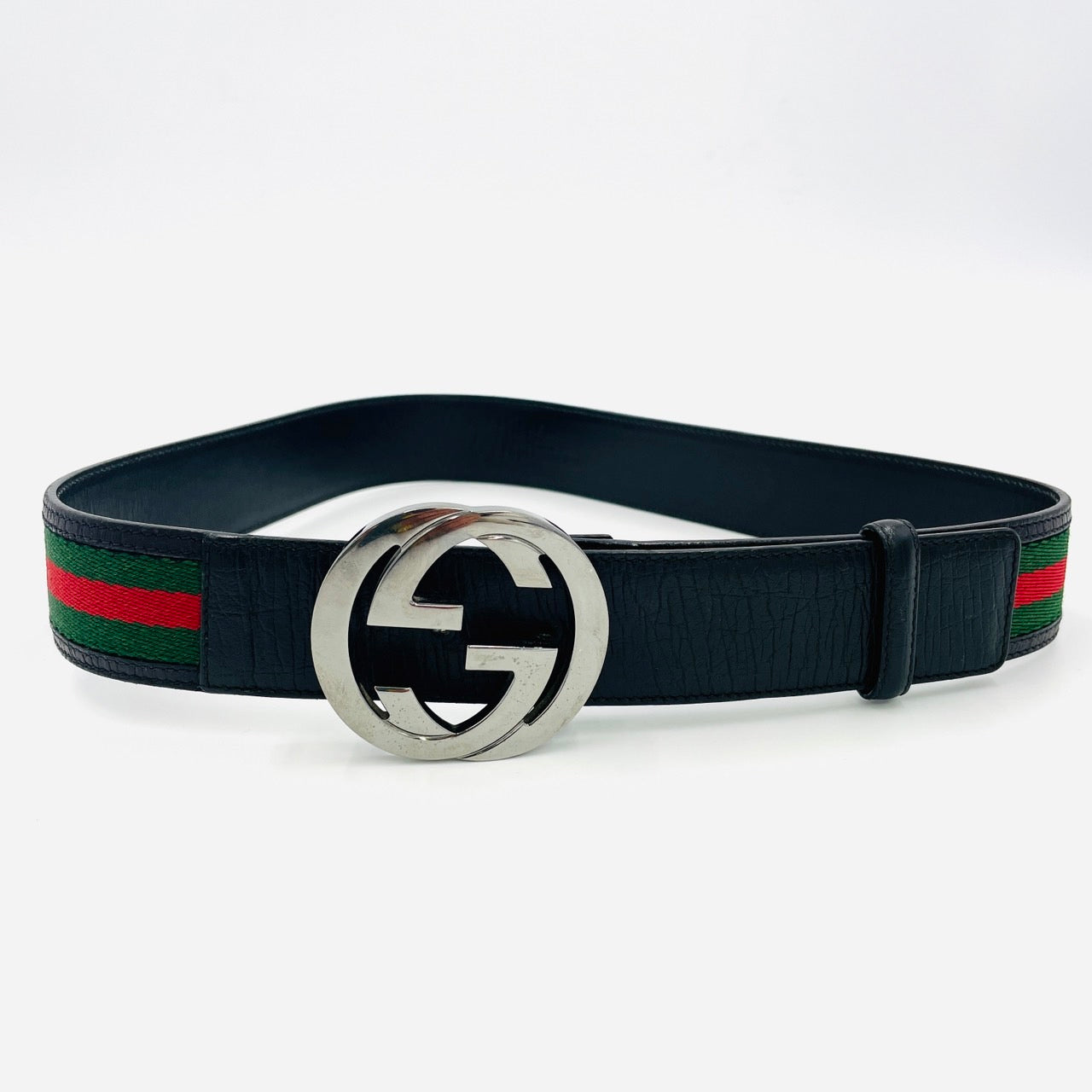 GUCCI Sherry Line Belt Canvas Leather