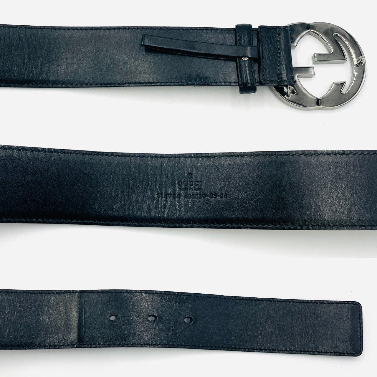 GUCCI Sherry Line Belt Canvas Leather