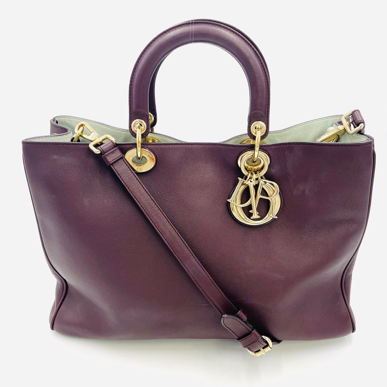 DIOR Diorissimo Leather Eggplant DarkPurple 2-way Handbag