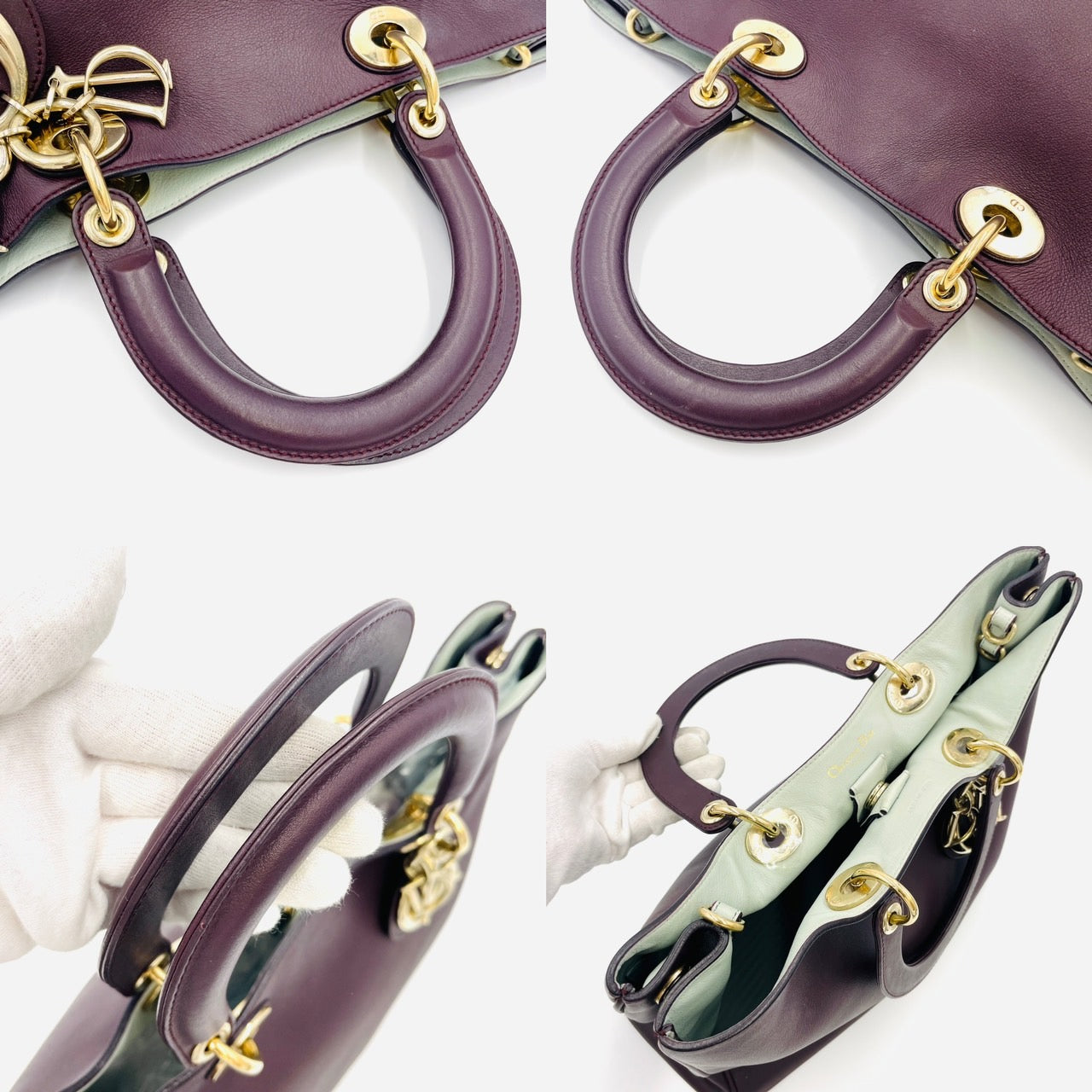 DIOR Diorissimo Leather Eggplant DarkPurple 2-way Handbag
