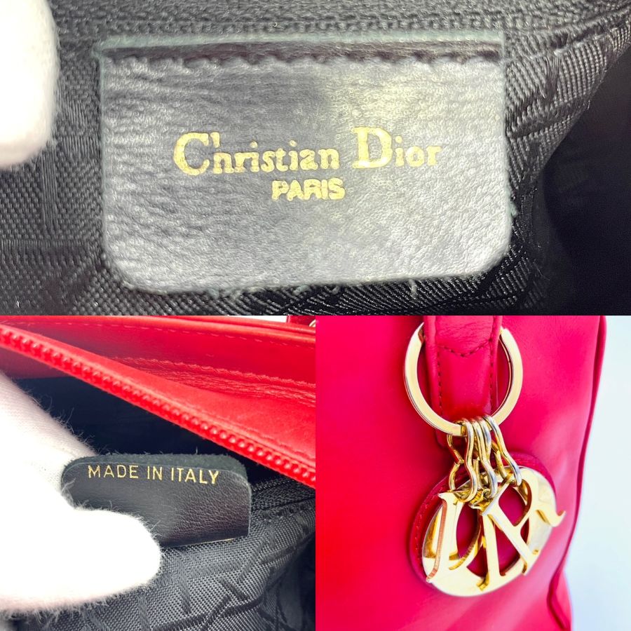 Christian Dior red handbag red leather