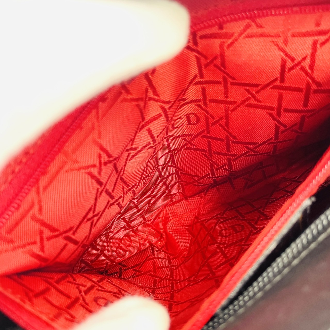Christian Dior red handbag Black leather
