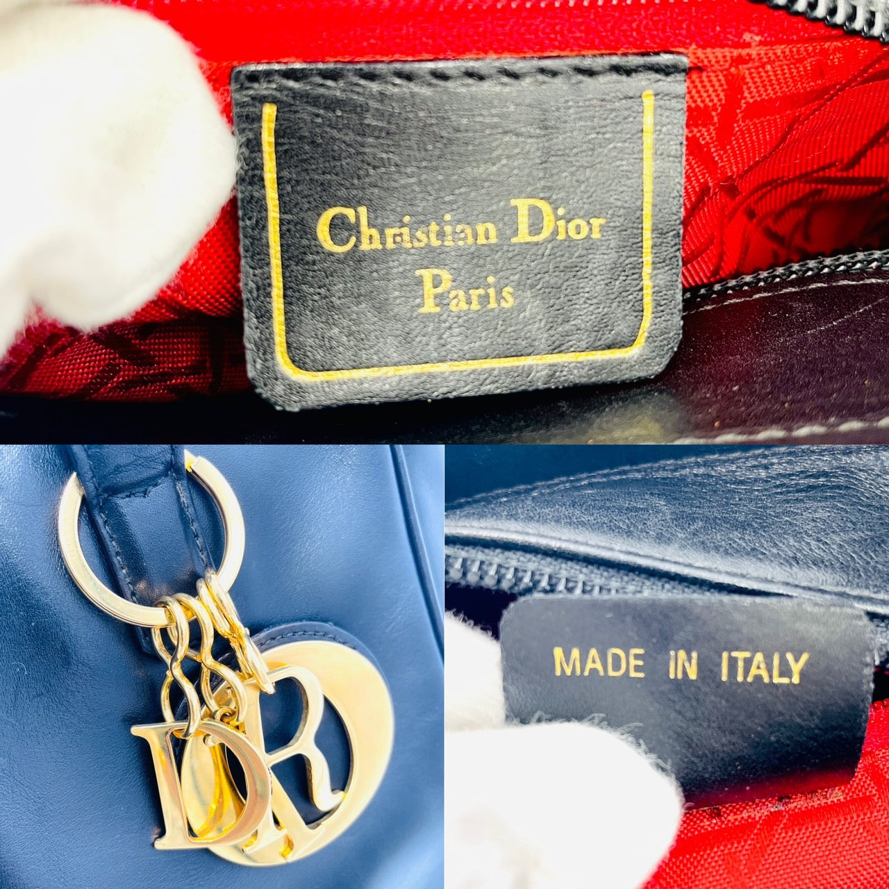 Christian Dior red handbag Black leather
