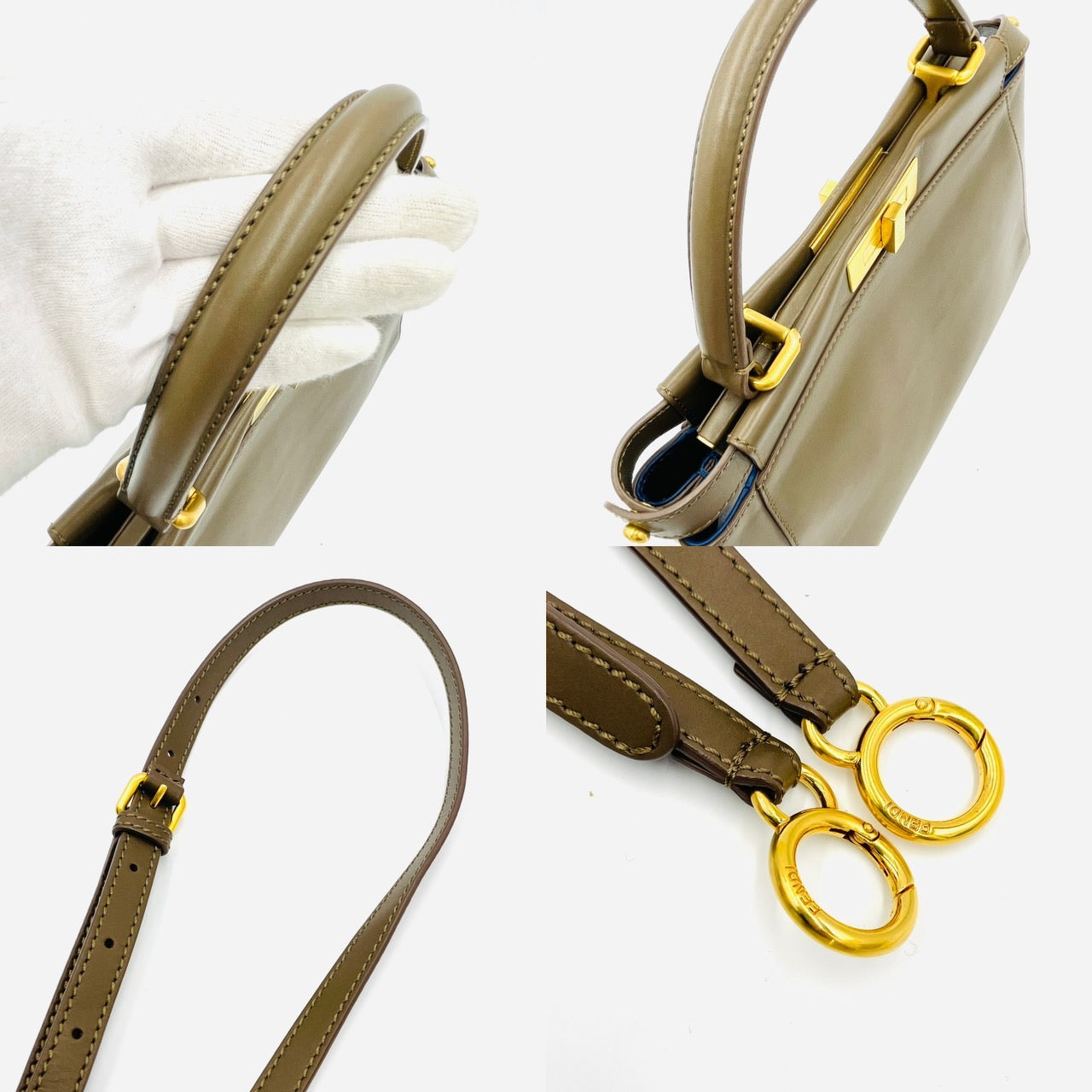 FENDI Peekaboo 2way Handbag Beige