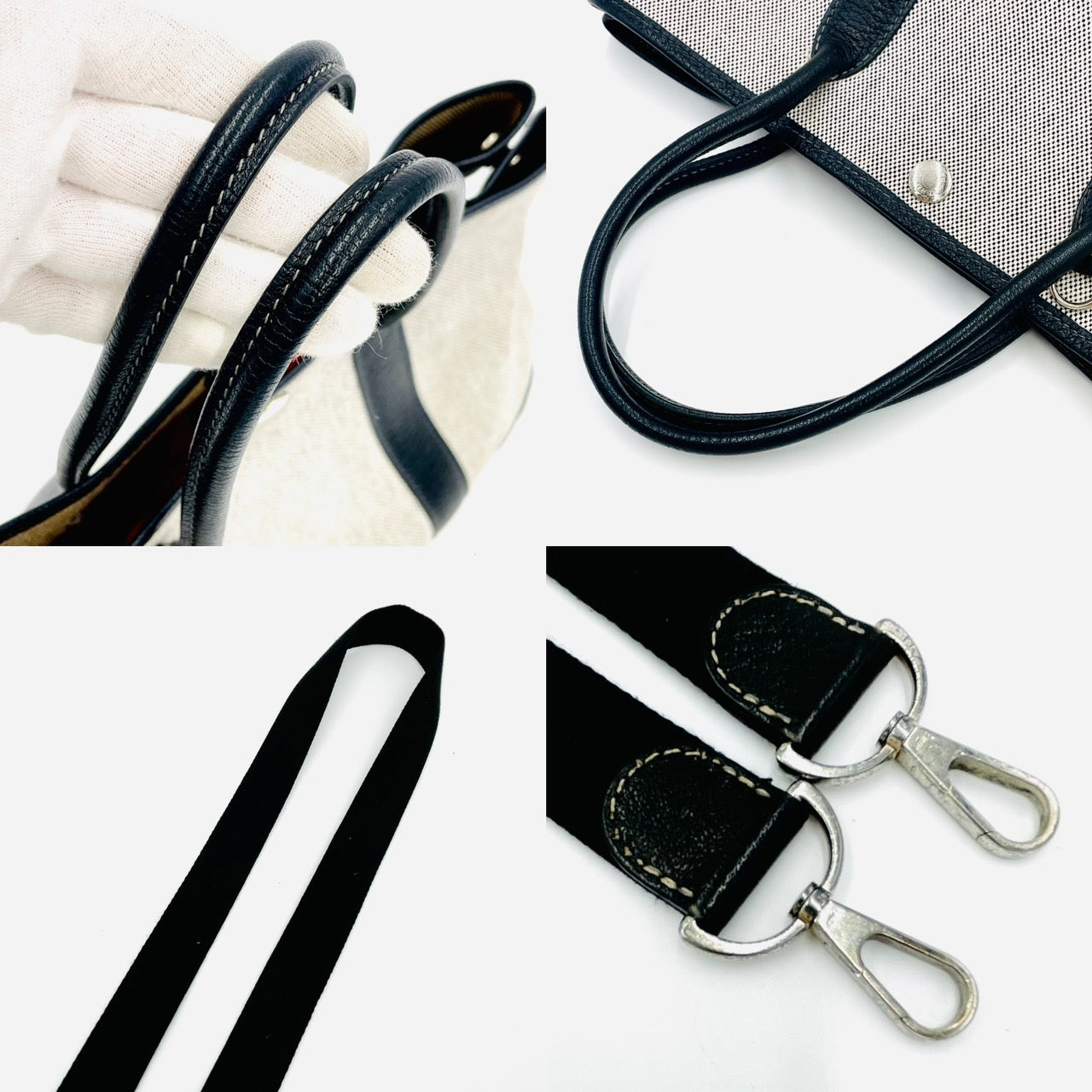 Hermes Garden Party TPM Toile Ash White×Black □H