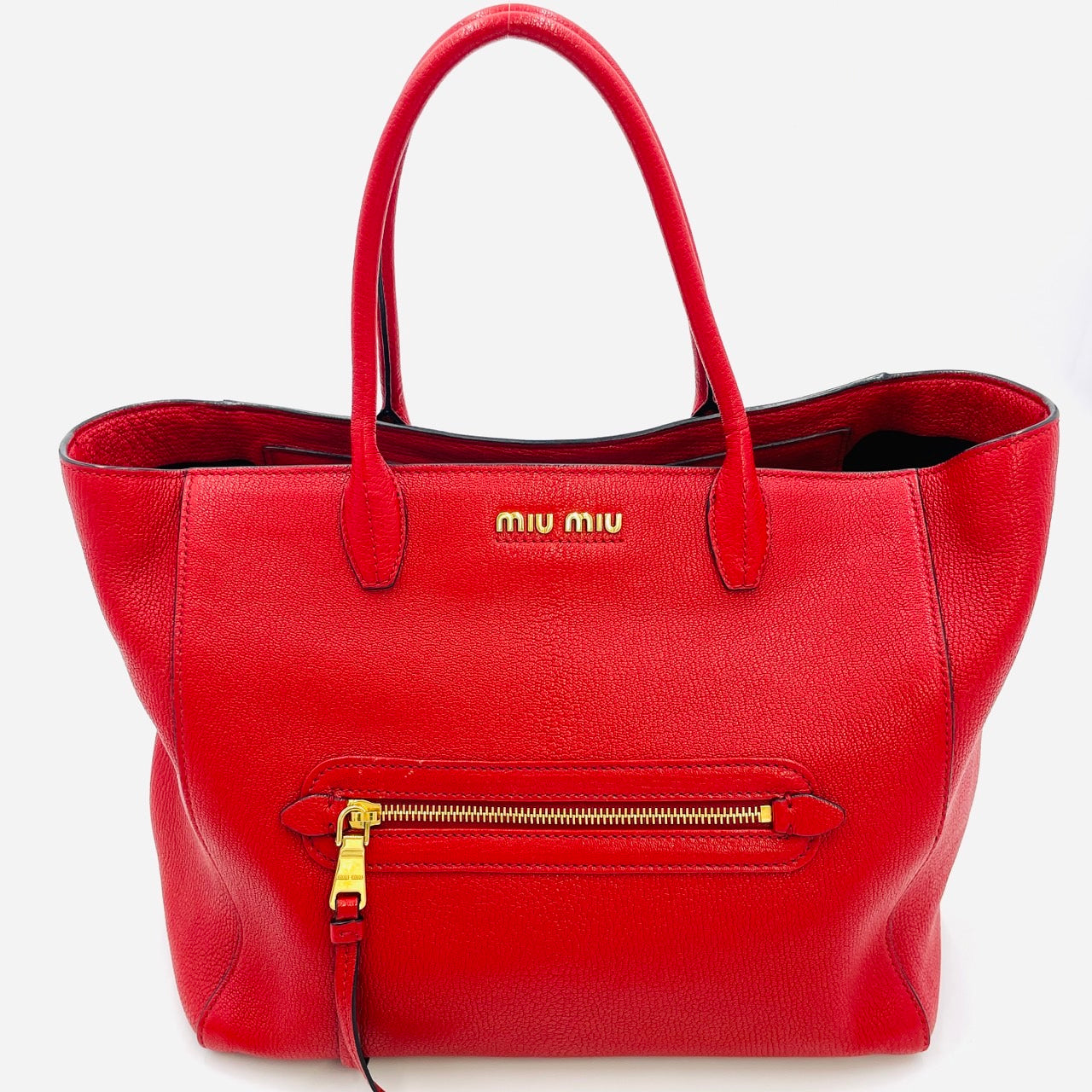 MIU MIU Handbag Leather 2way Red