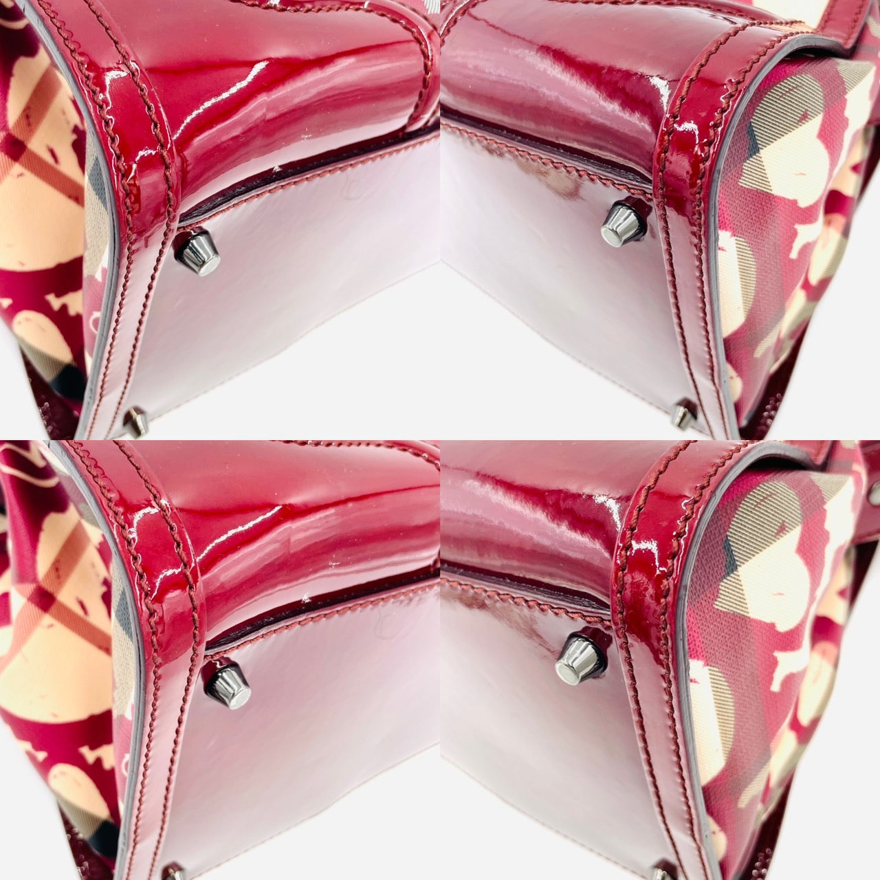 BURBERRY Handbag 2way Red Patent Leather