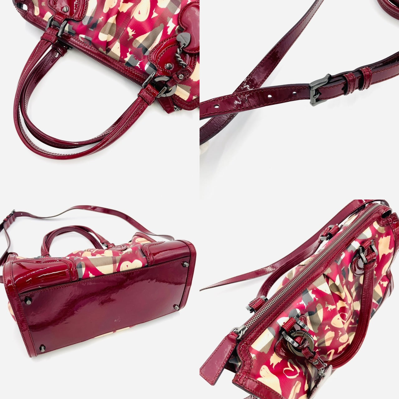 BURBERRY Handbag 2way Red Patent Leather