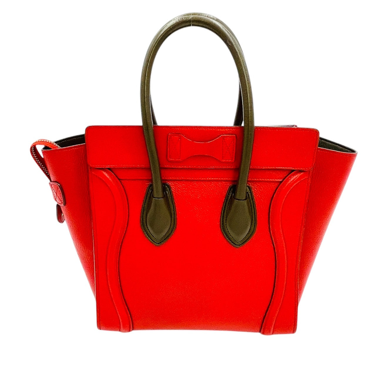 CELINE Luggage Micro Shopper Handbag Red