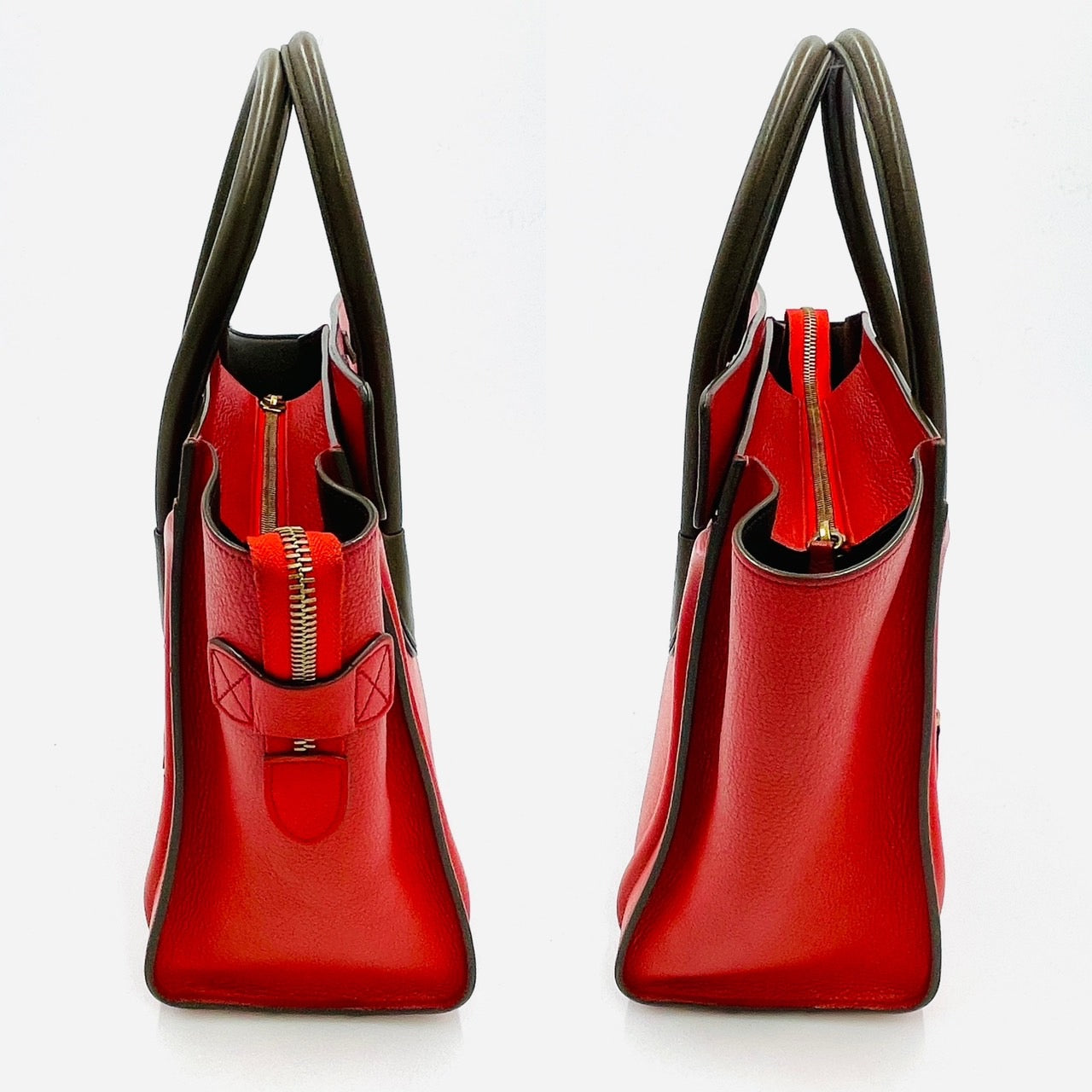CELINE Luggage Micro Shopper Handbag Red