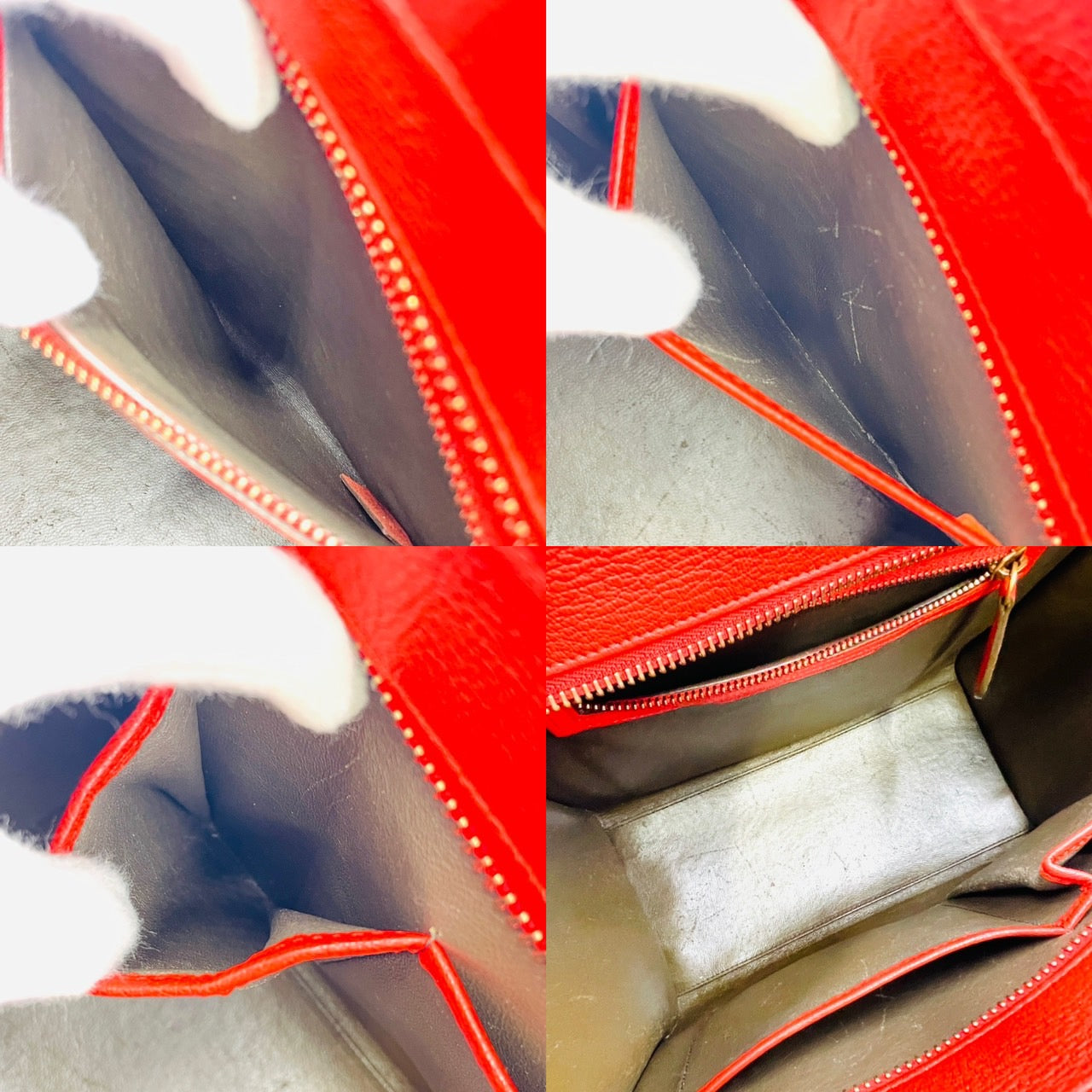 CELINE Luggage Micro Shopper Handbag Red