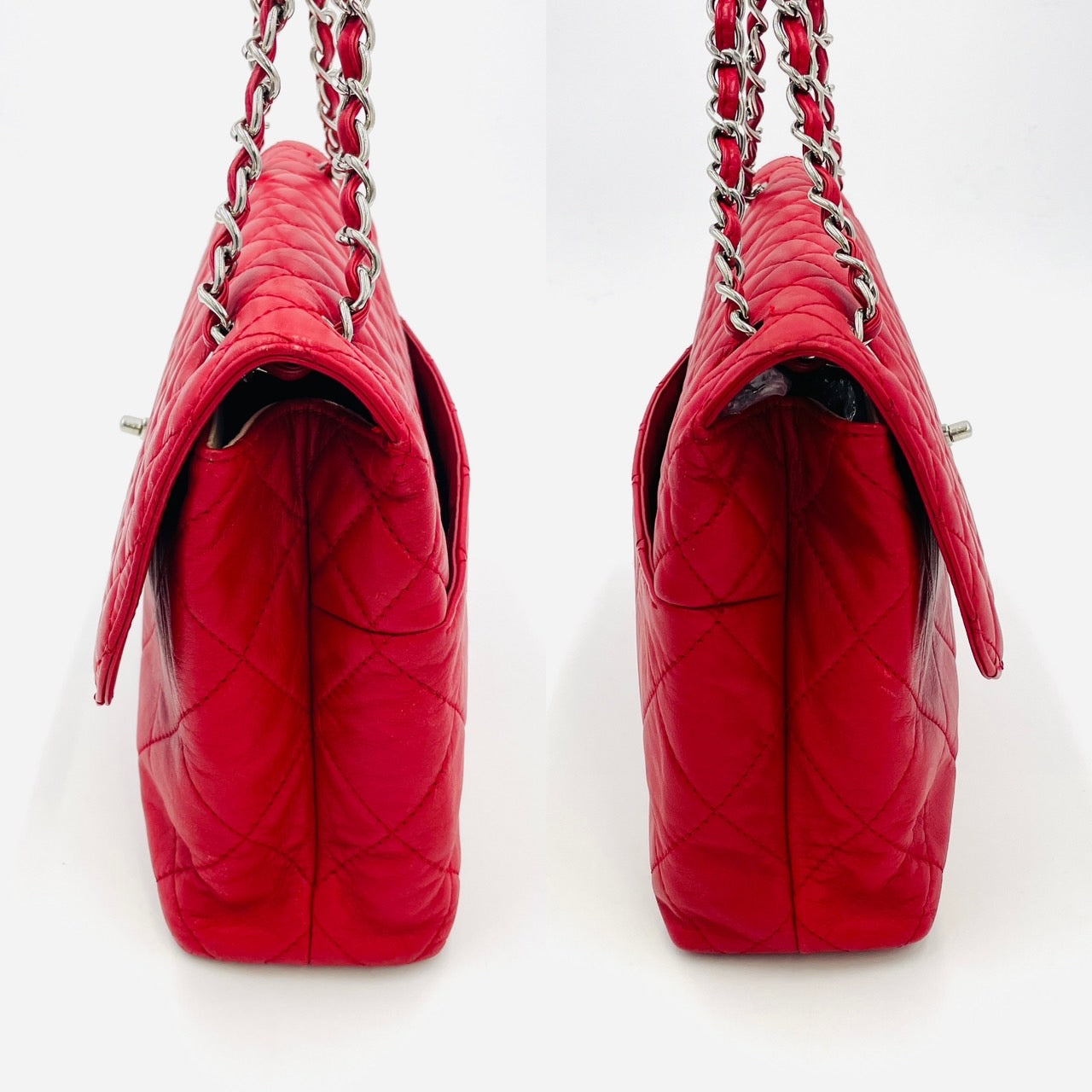 CHANEL MATRASSE Chain Shoulder Bag Red