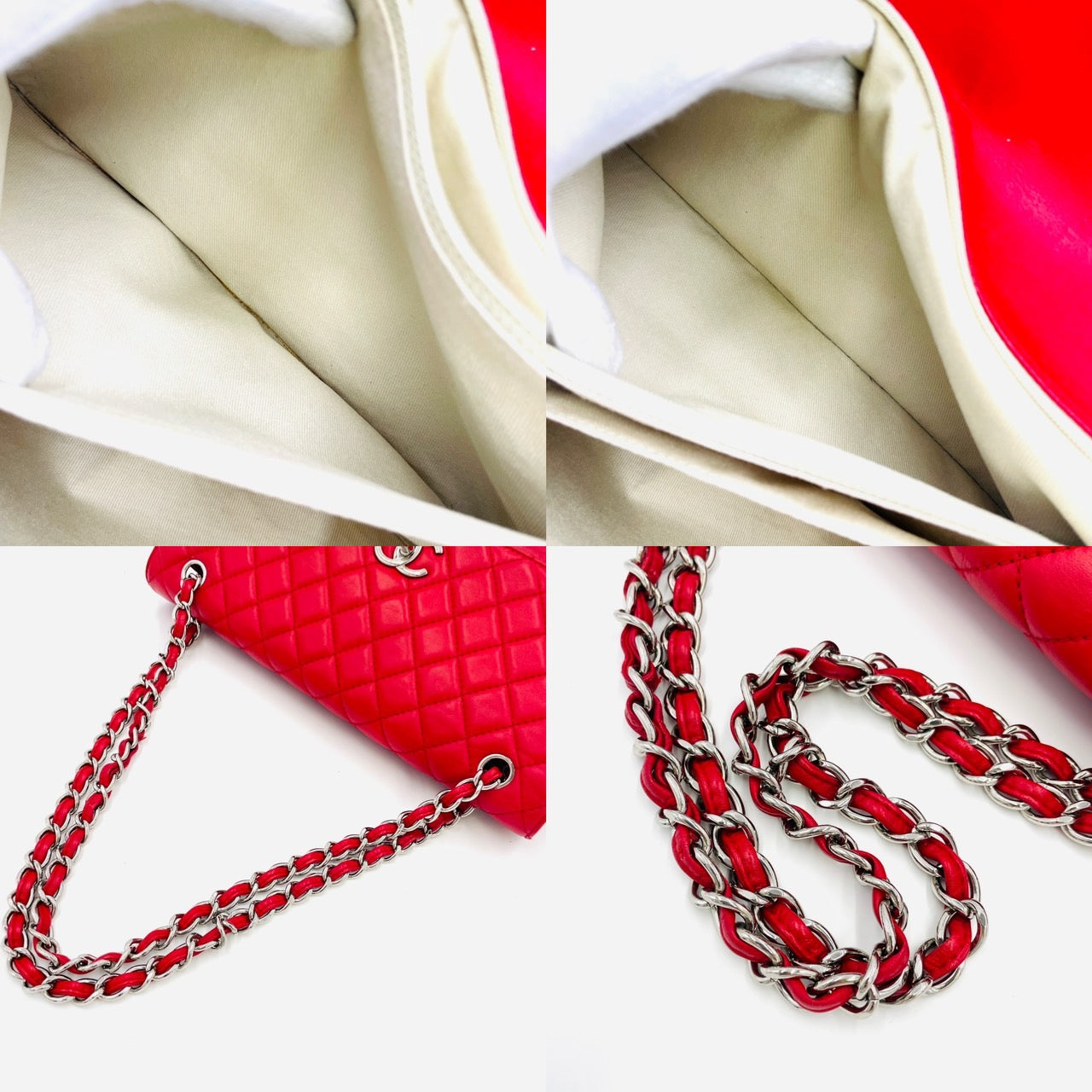 CHANEL MATRASSE Chain Shoulder Bag Red
