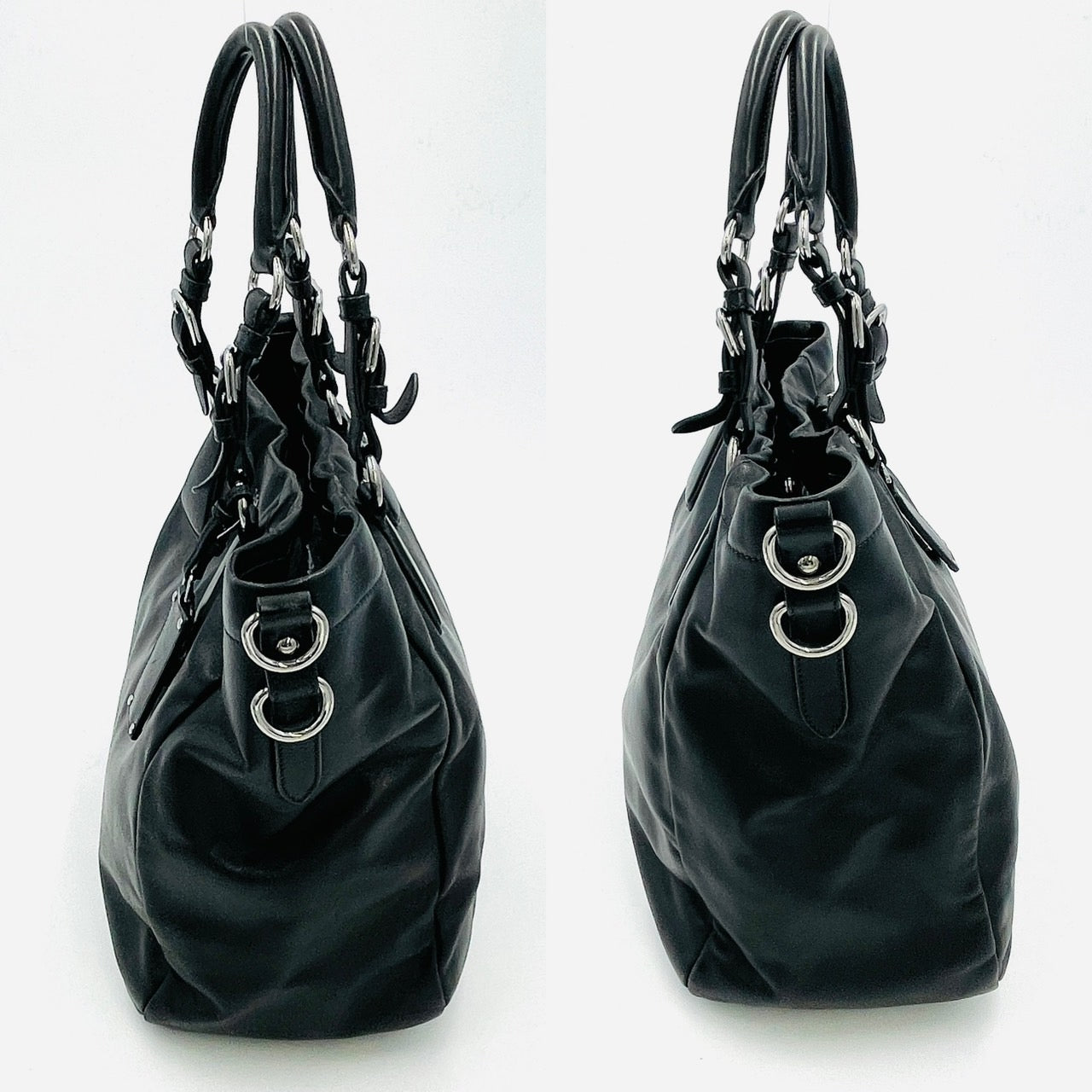 PRADA Tote Bag 2way Leather Black