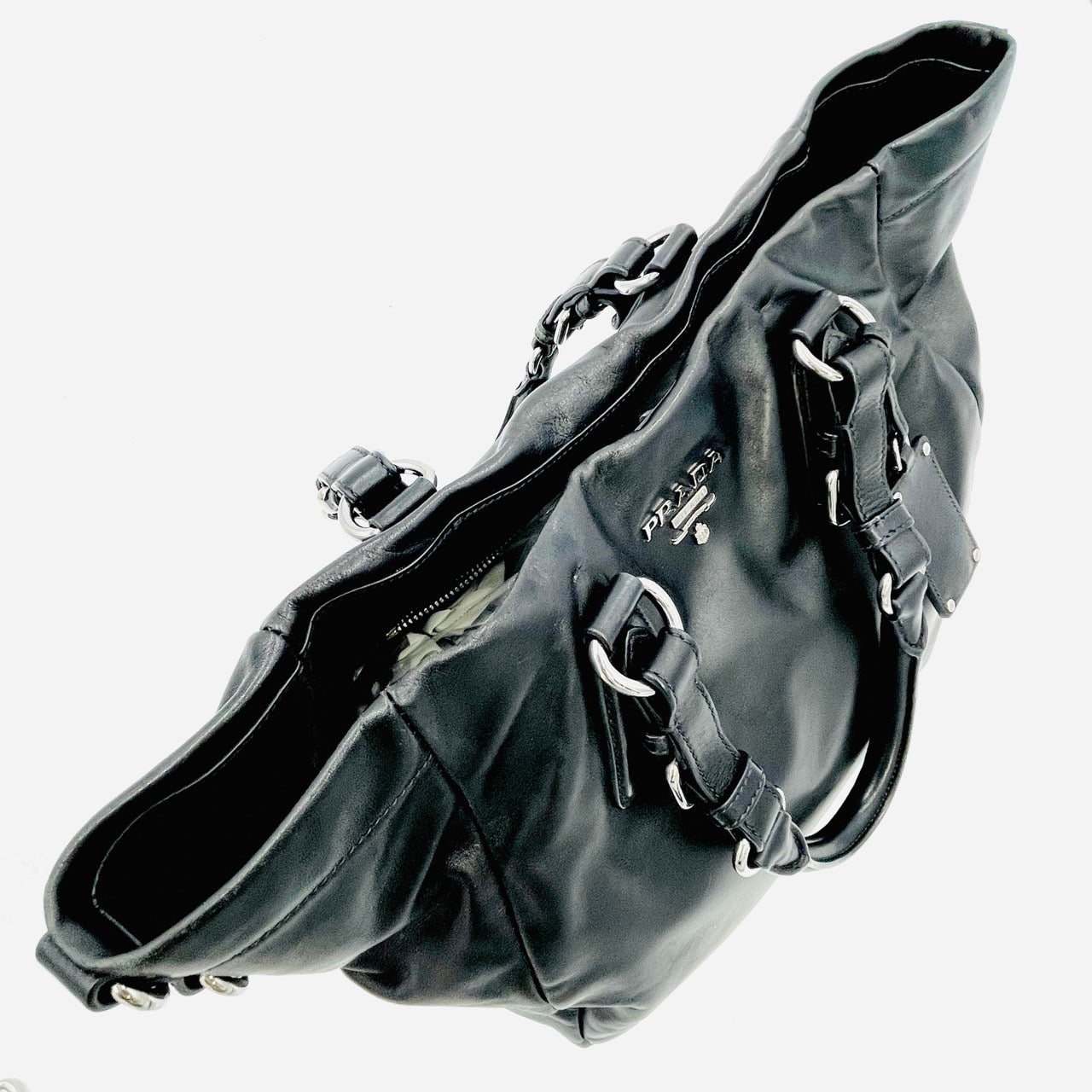 PRADA Tote Bag 2way Leather Black