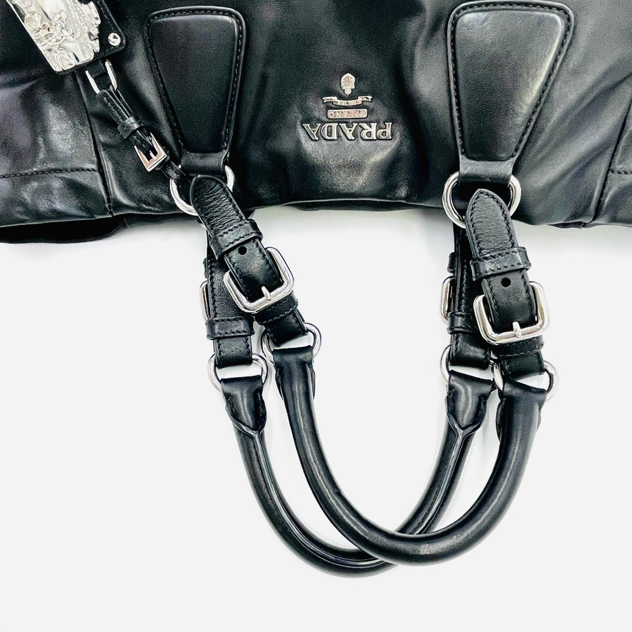 PRADA Tote Bag 2way Leather Black
