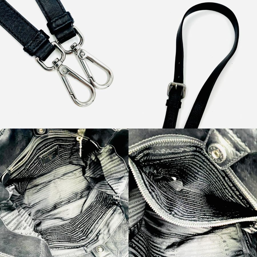 PRADA Tote Bag 2way Leather Black