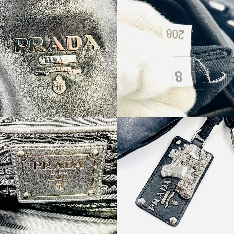 PRADA Tote Bag 2way Leather Black