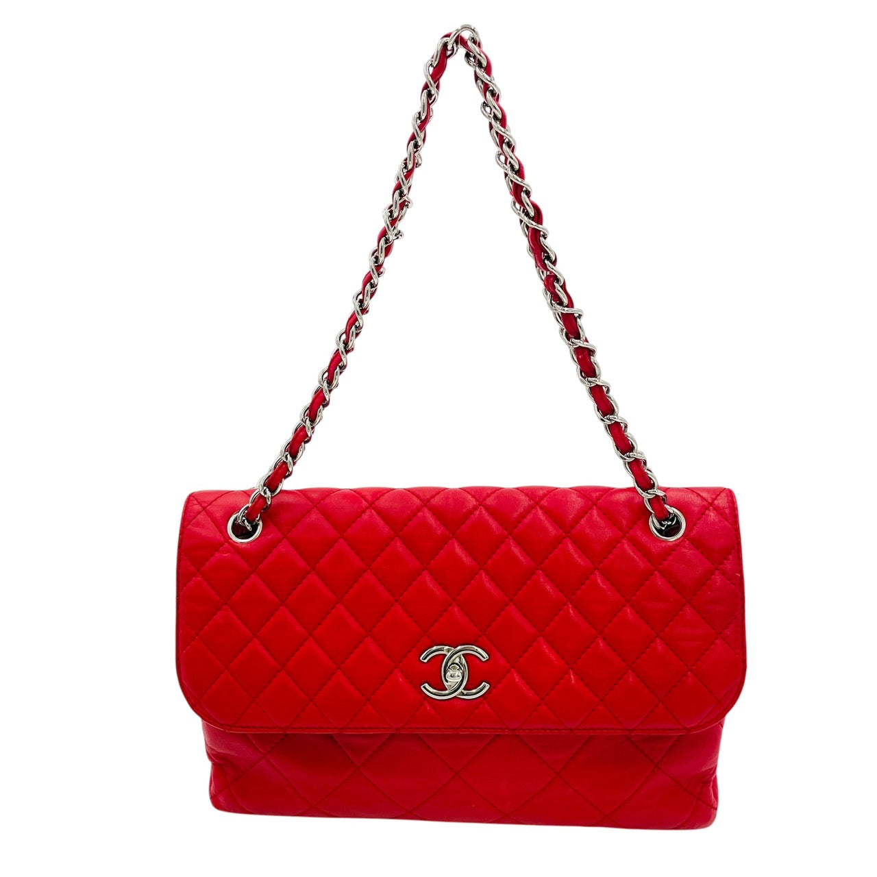 CHANEL MATRASSE Chain Shoulder Bag Red
