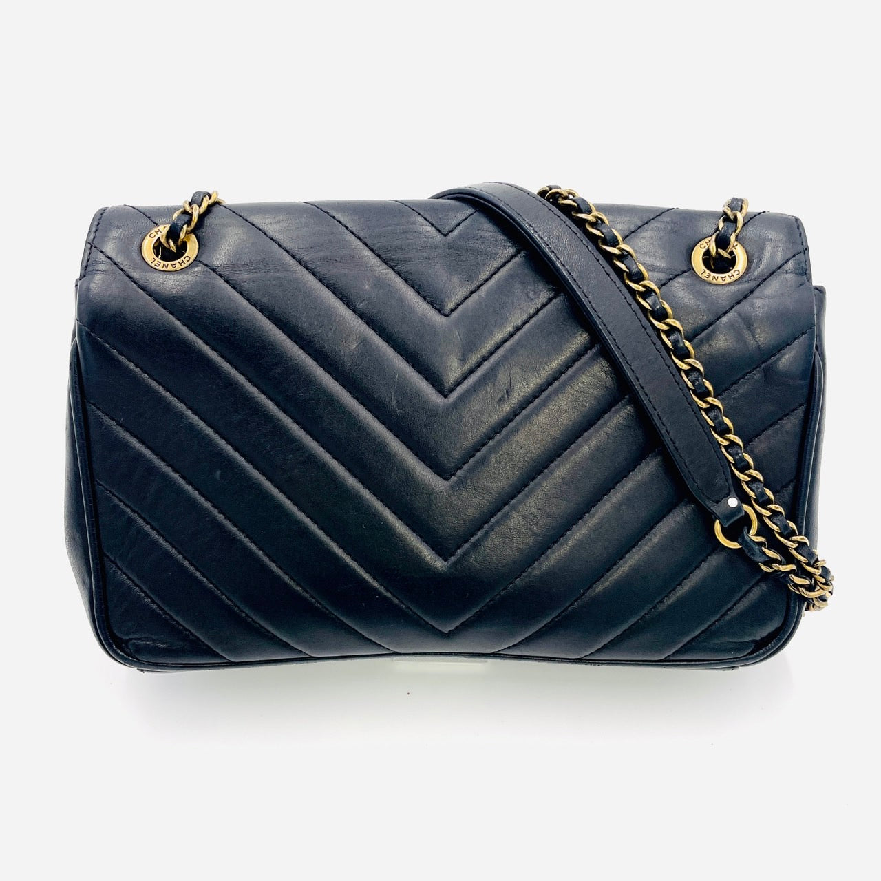CHANEL MATRASSE Black Lamb Skin Chain Shoulder Bag