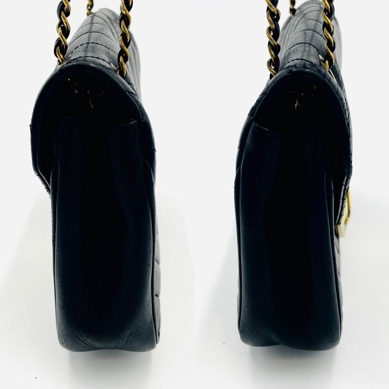 CHANEL MATRASSE Black Lamb Skin Chain Shoulder Bag