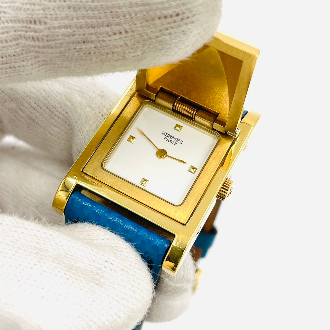 HERMES Medor Women Watch Leather Blue QZ