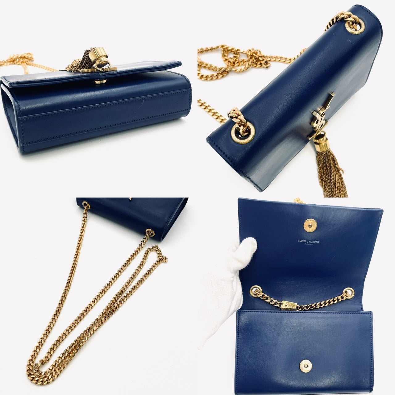 SAINT LAURENT Kate Chain Shoulder Bag Blue
