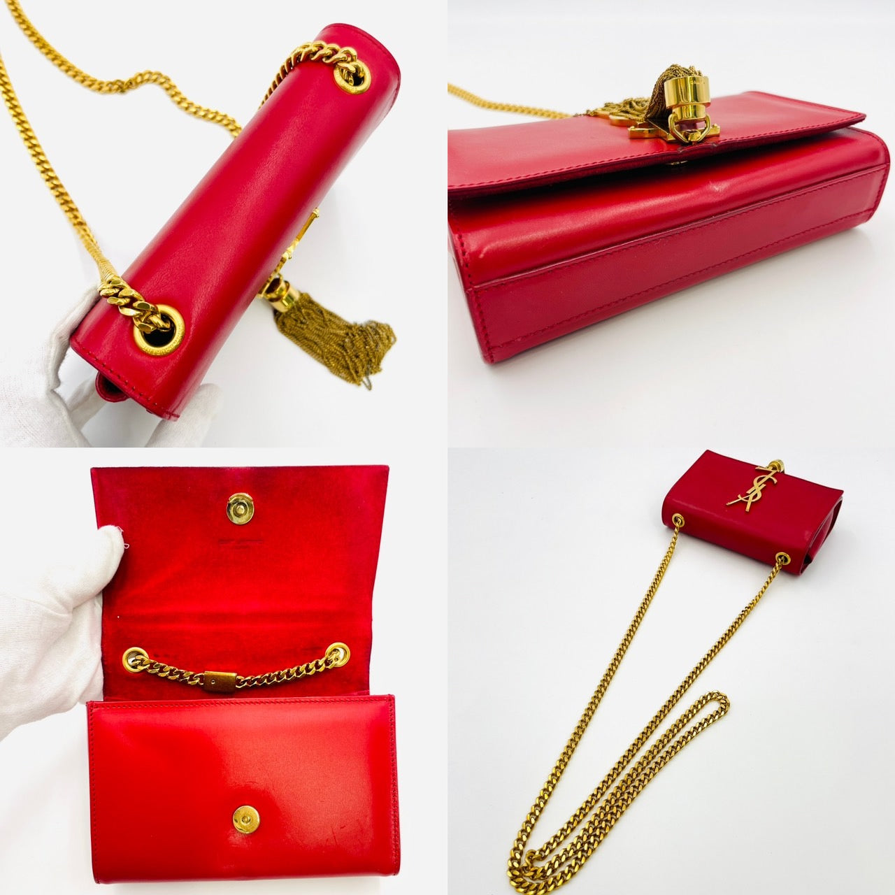 SAINT LAURENT Kate Chain Shoulder Bag Red