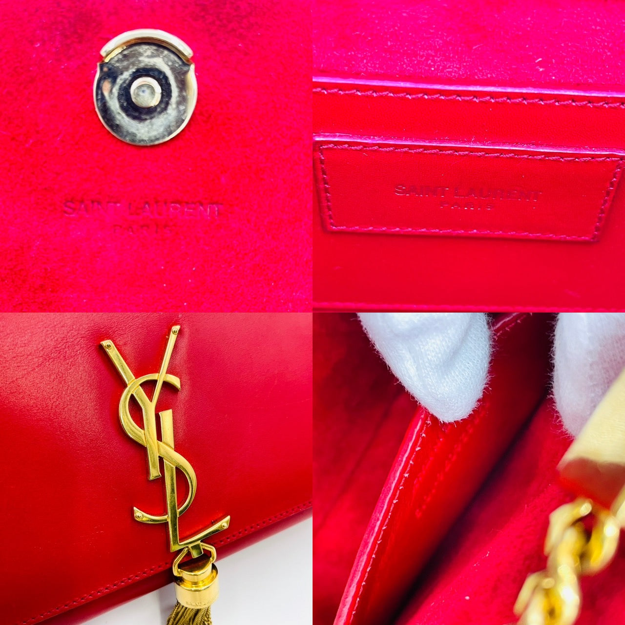 SAINT LAURENT Kate Chain Shoulder Bag Red