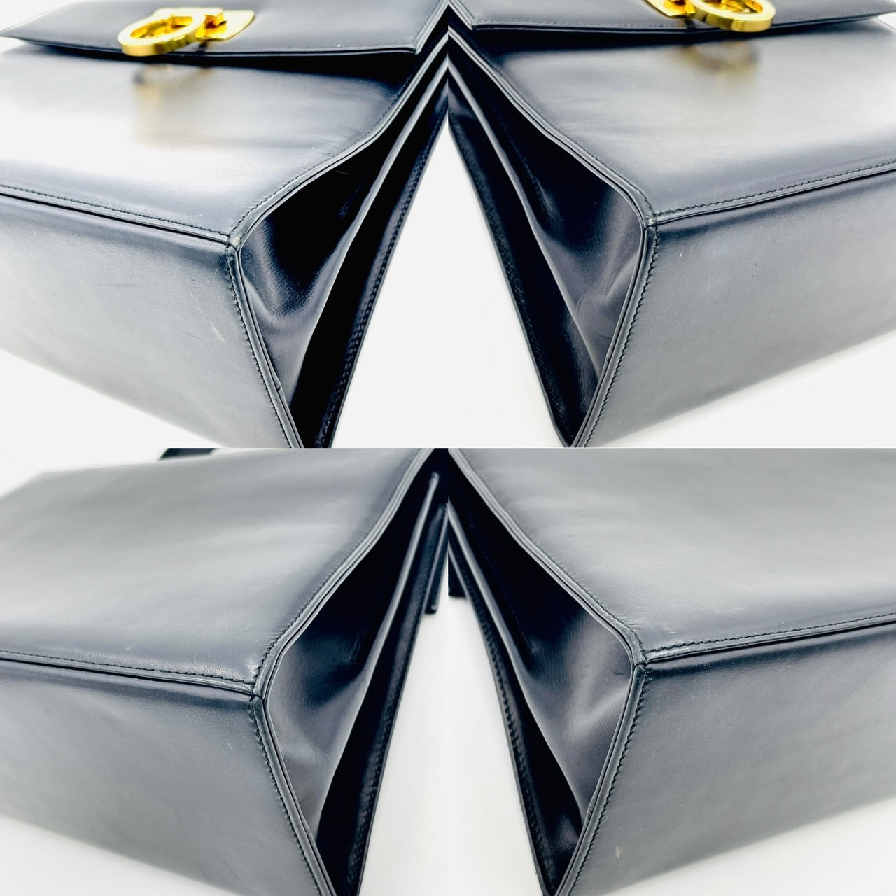 Salvatore Ferragamo 2Way Gancini Black Chain Leather Hand Bag