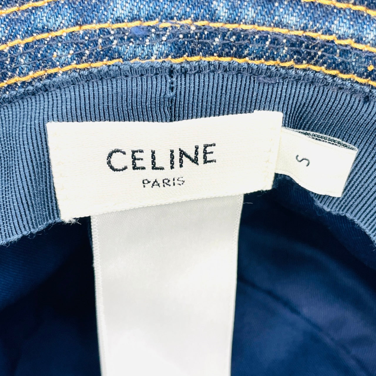 CELINE Bucket Hat Union Wash Denim Size Medium Blue Cotton