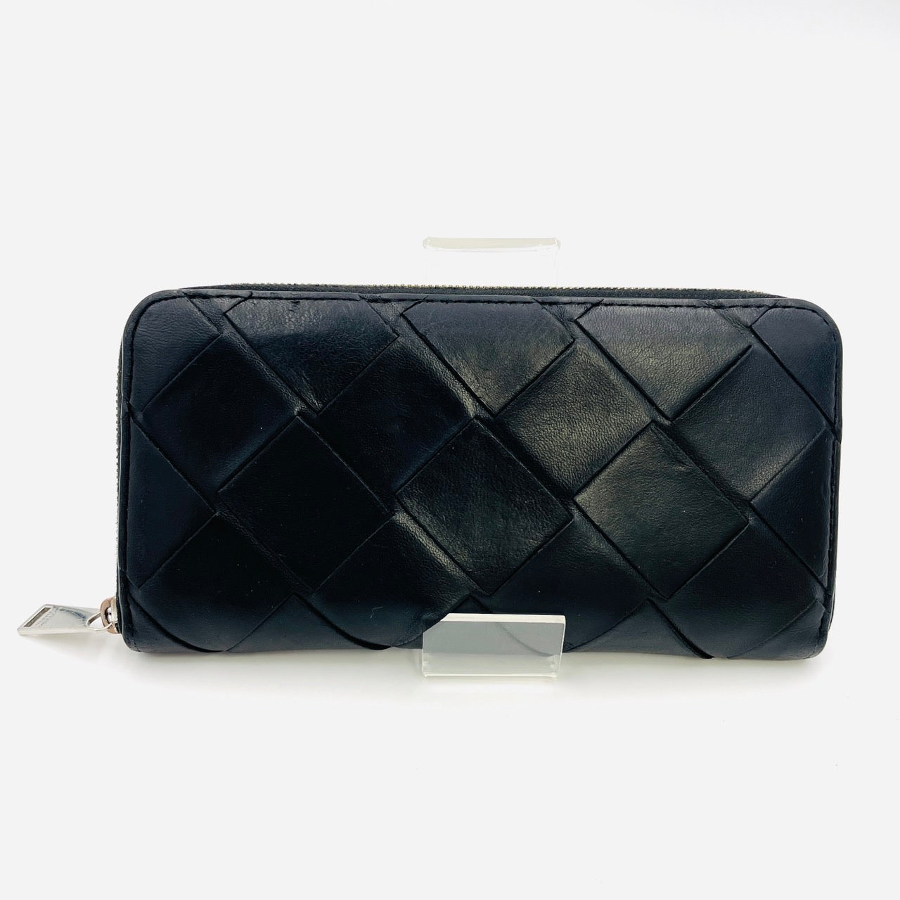 BOTTEGA VENETA Intrecciato Men Long Wallet Black Leather