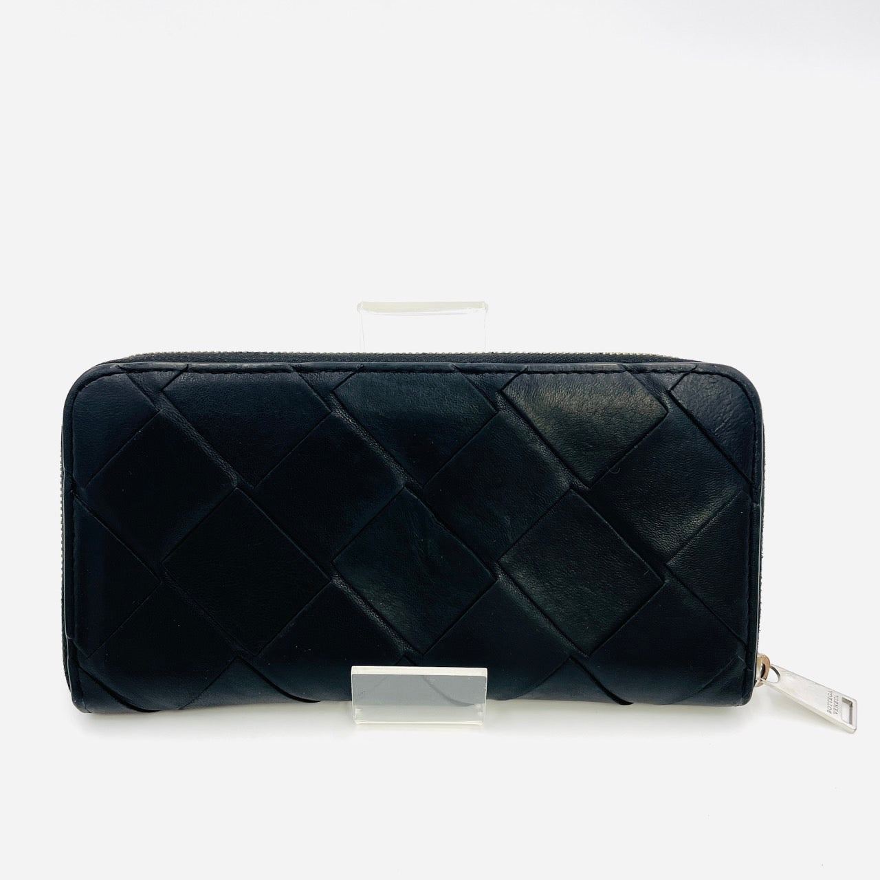 BOTTEGA VENETA Intrecciato Men Long Wallet Black Leather