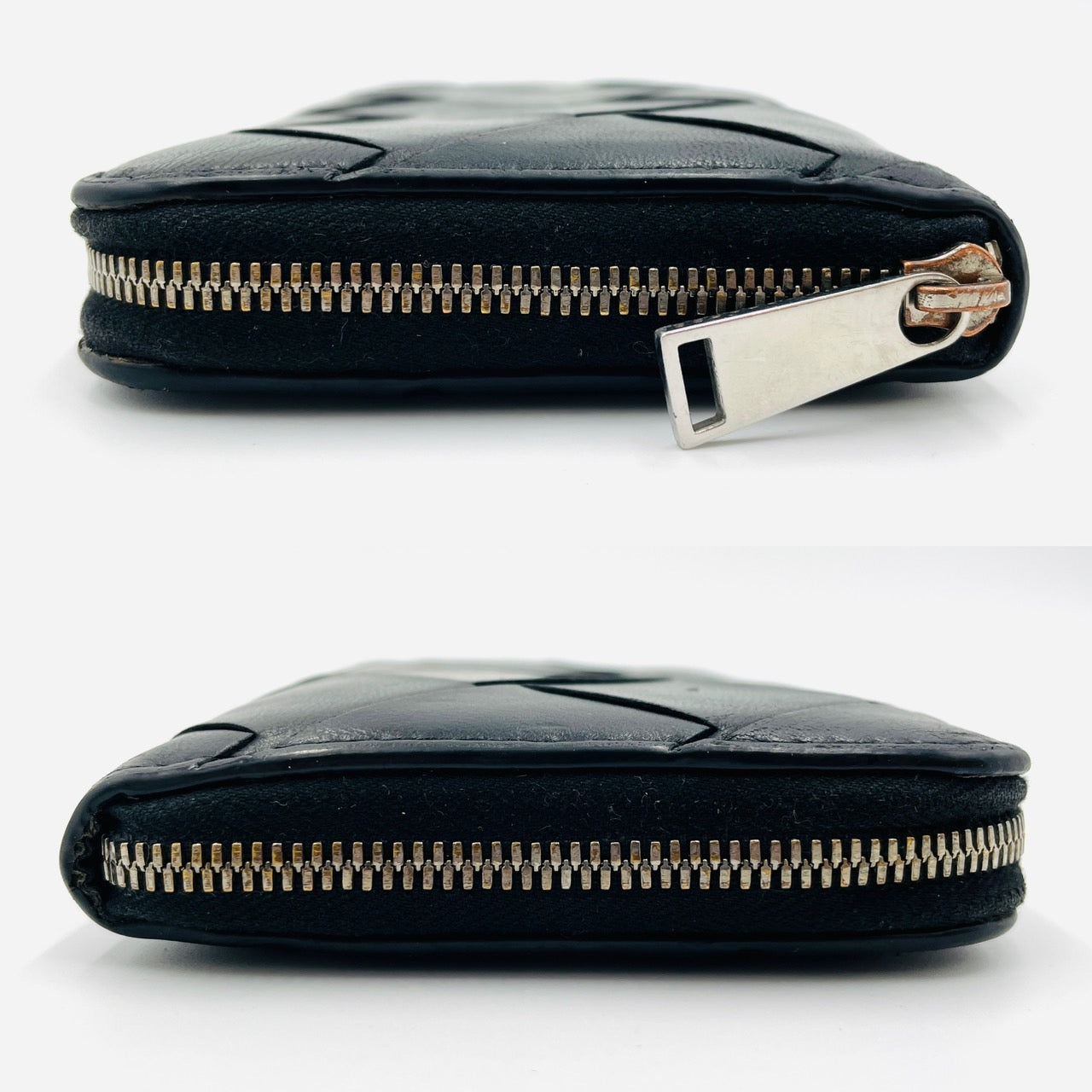 BOTTEGA VENETA Intrecciato Men Long Wallet Black Leather