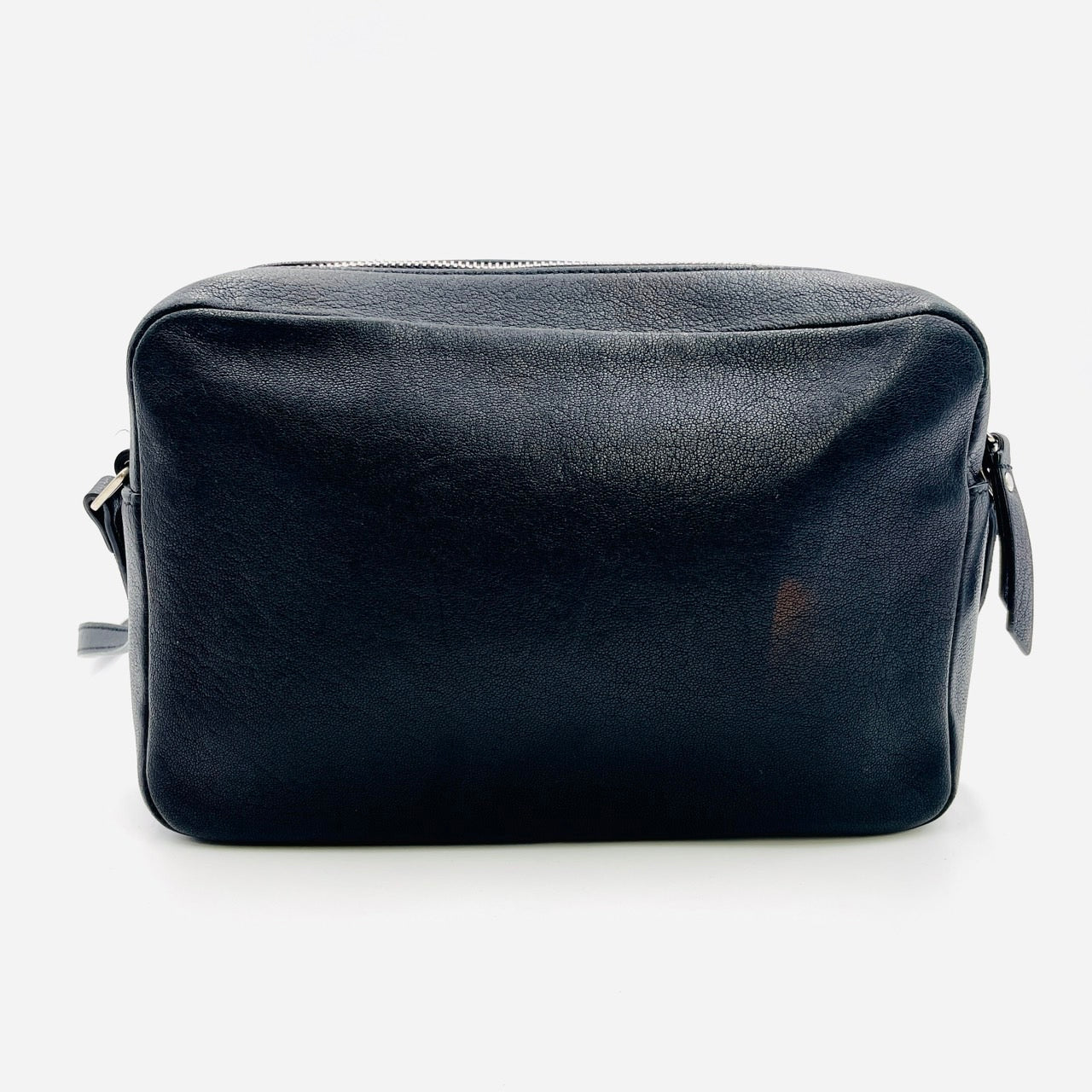 YVES SAINT LAURENT Fringe Shoulder Leather Black Logo Bag
